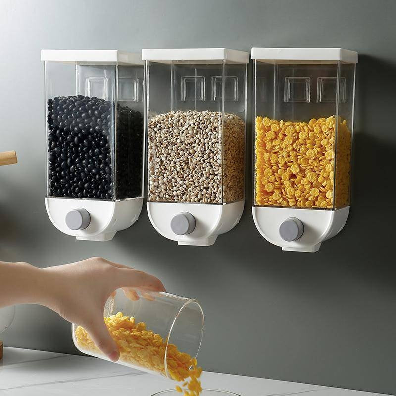 1000ml Transparent Body Eco-Friendly Wall Mounted Grain Storage Box