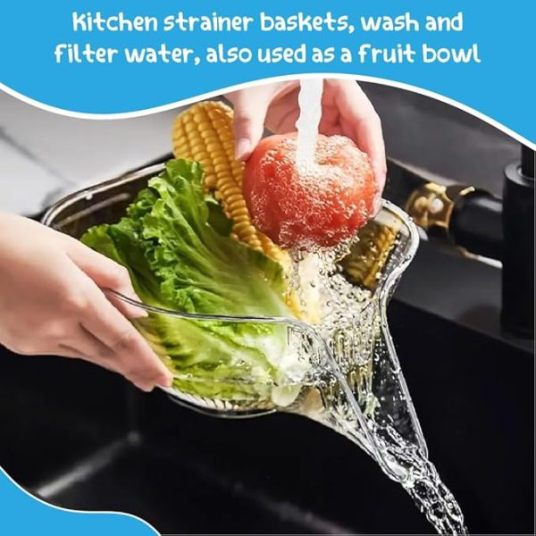 Multi-functional Drain Basket Bowl With Strainer Container, Kitchen Sink Food Catcher Drainer Fruit Rinse Vegetable Washing Filter Bowl Over The Sink Colander