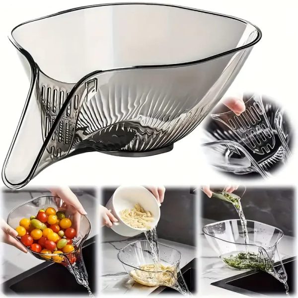 Multi-functional Drain Basket Bowl With Strainer Container, Kitchen Sink Food Catcher Drainer Fruit Rinse Vegetable Washing Filter Bowl Over The Sink Colander